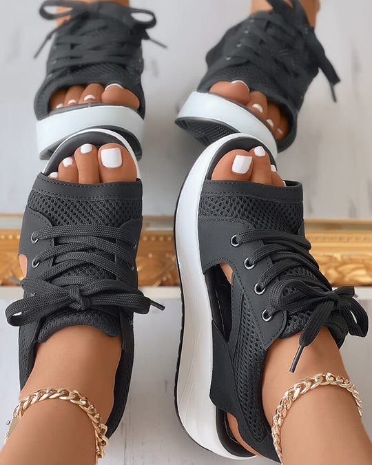 Chic Panelklädda Snörskor Sandaler