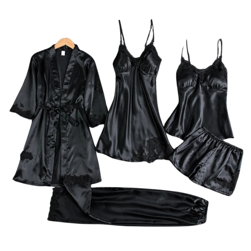 5-i-1 Satin Nattkläder Set