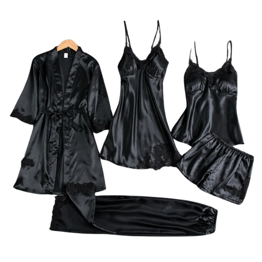 5-i-1 Satin Nattkläder Set