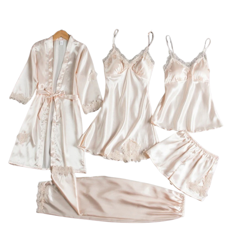 5-i-1 Satin Nattkläder Set