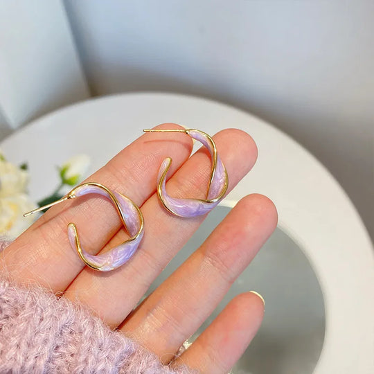 Vridna Guld Lila Hoop-örhängen