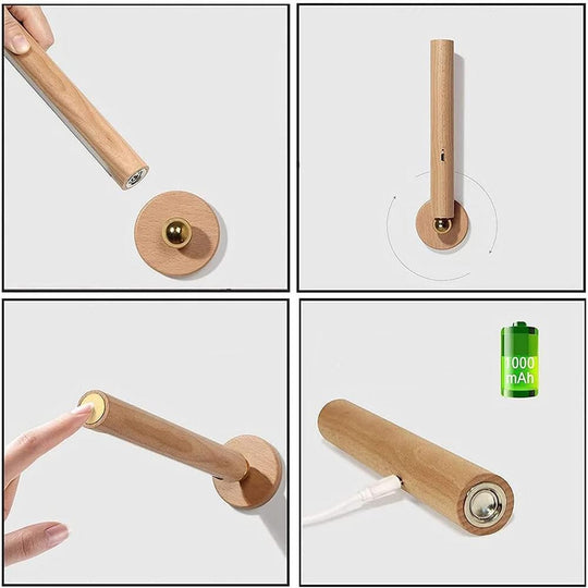 Svängbar Trävägglampa