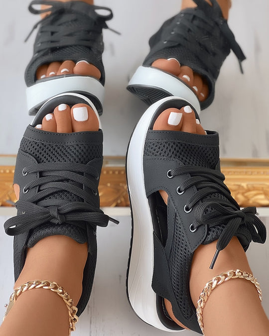 Chic Panelklädda Snörskor Sandaler