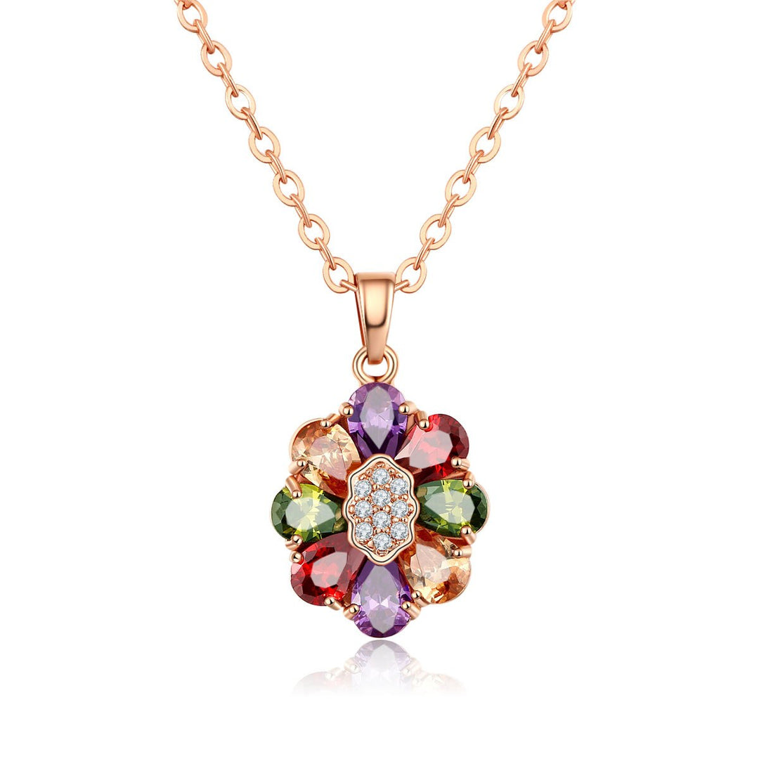 Skimrande blommigt halsband med zirkoner