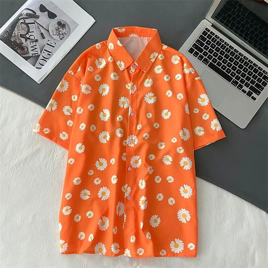 Floral Överdimensionerad Polo Skjorta