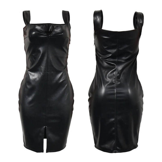 Svart bodycon läderklänning