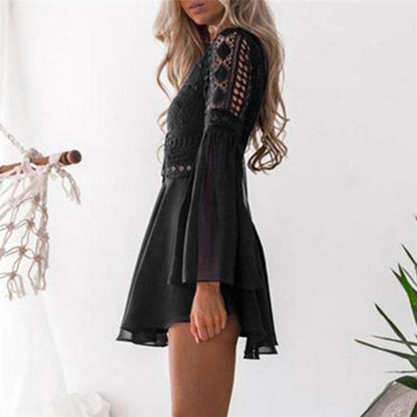Boho chic spets klänning