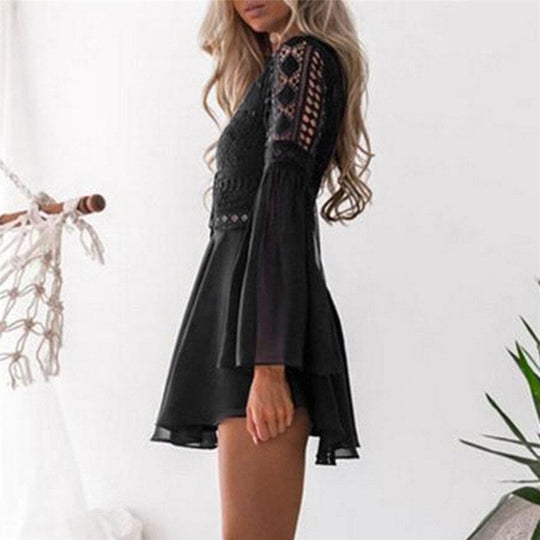 Boho chic spets klänning