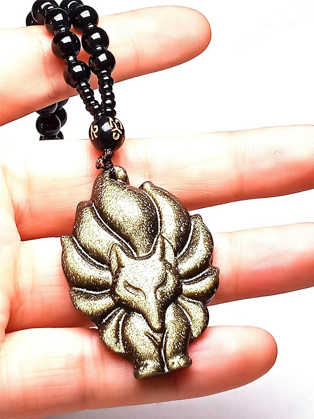 Obsidian Fox Spirit Amulett