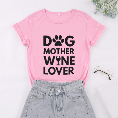 Hund mamma vin älskare Tee