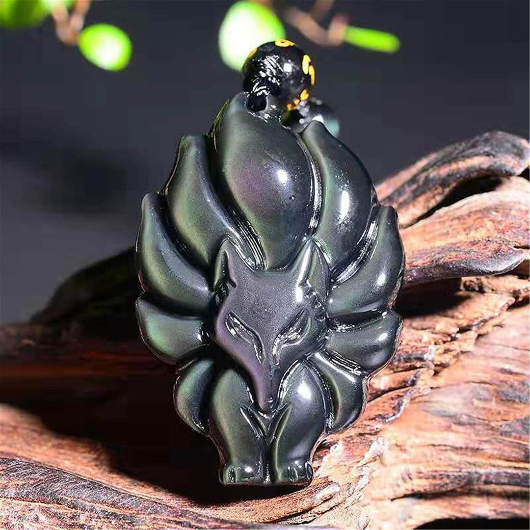 Obsidian Fox Spirit Amulett