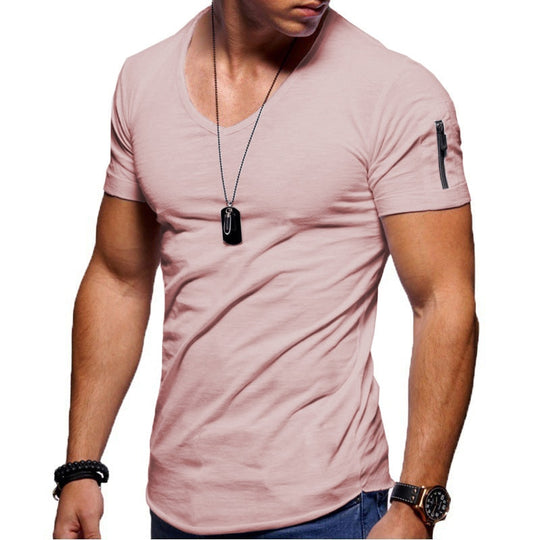 Muskel-T-shirts med V-ringning för män