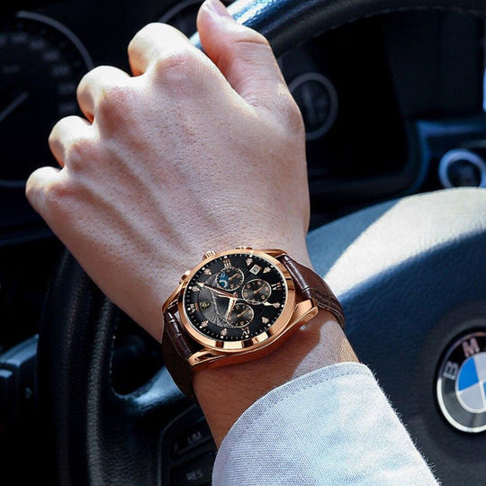 Premium läder armbandsur för män