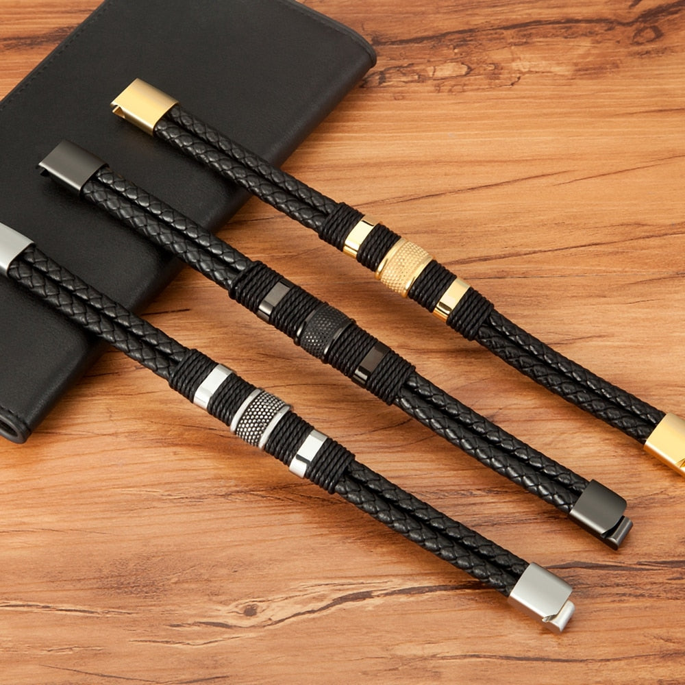 Vävt läder stil armband
