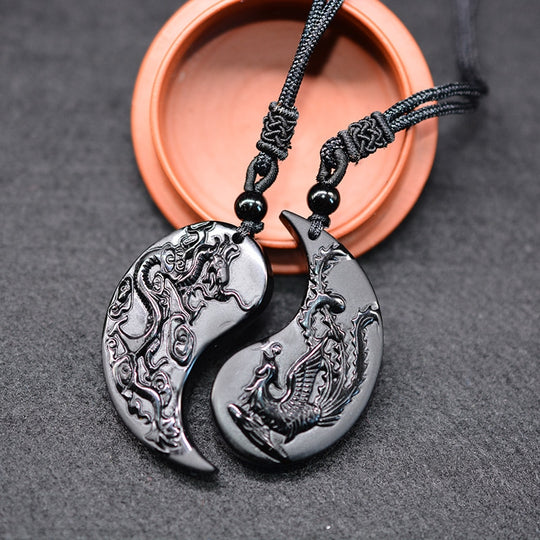 Naturlig svart Obsidian halsband