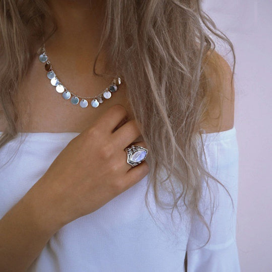 Bohemisk stil månsten ring