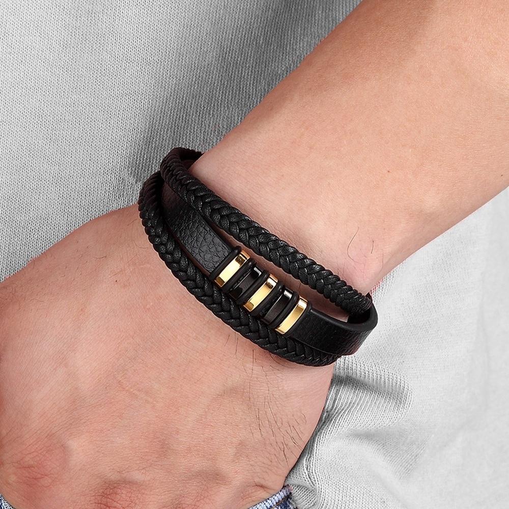 Snygga armband i äkta läder för män