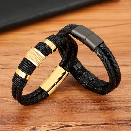 Vävt läder stil armband