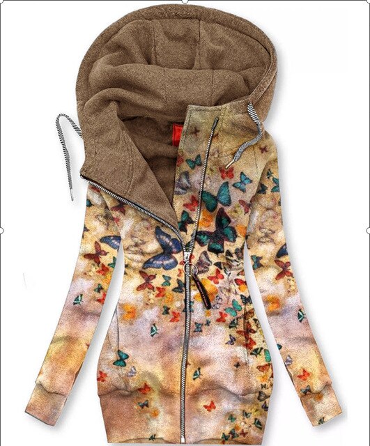 Kvinnors Butterfly Art Cardigan Sweatshirt