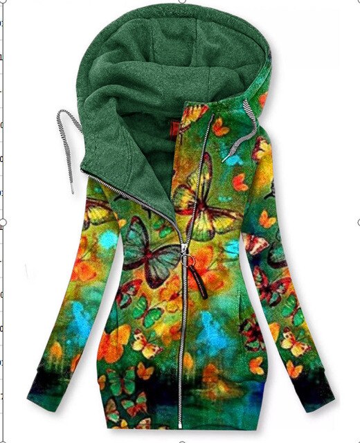 Kvinnors Butterfly Art Cardigan Sweatshirt