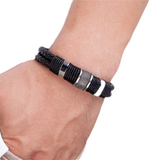 Vävt läder stil armband