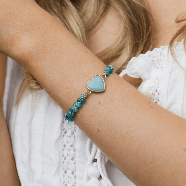 Naturlig Amazonit hjärta armband