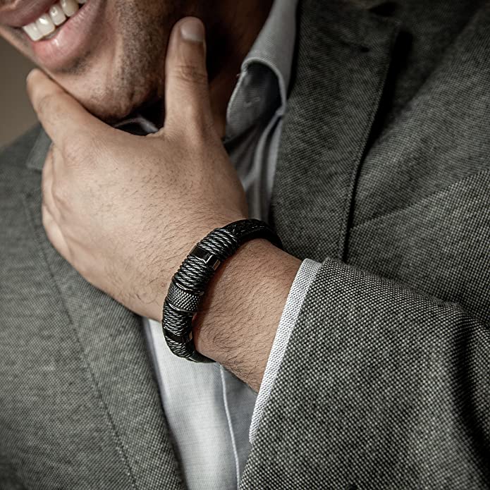 Vävt läder stil armband