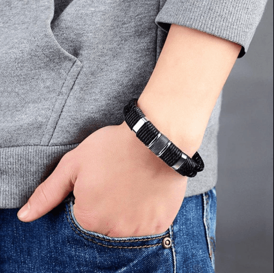Vävt läder stil armband