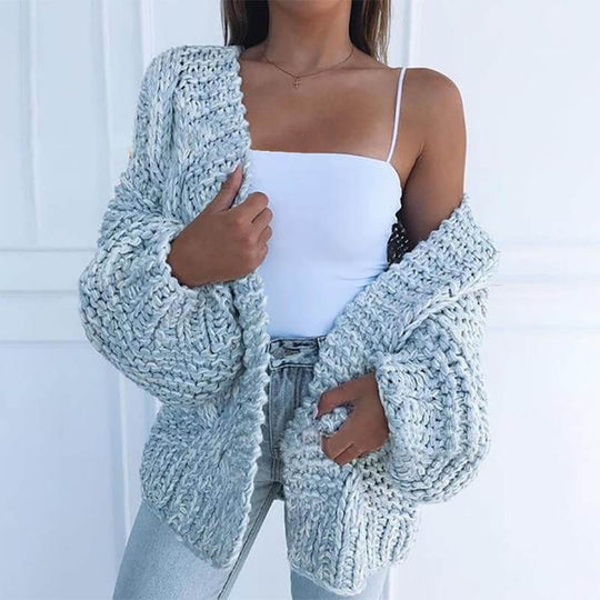 Cardigan i tjockt trikå