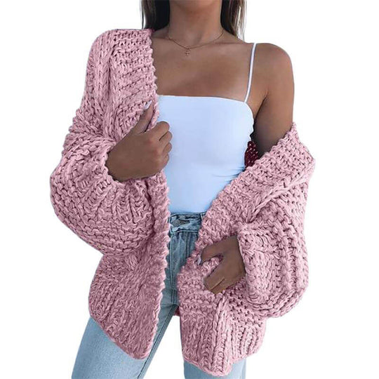 Cardigan i tjockt trikå