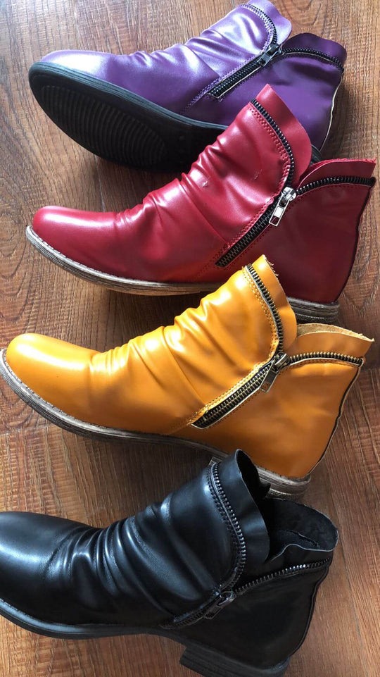 Kvinnors retro stövlar med blixtlås