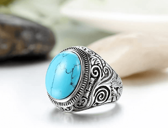 Män's Vintage Turquoise sten ring