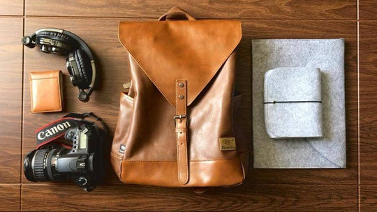 Vintage Faux läder ryggsäck