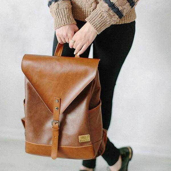 Vintage Faux läder ryggsäck